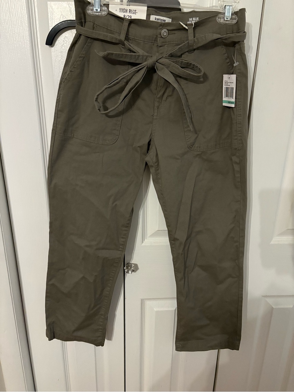 Kensie Olive Utility Chinos with Self-Tie Belt